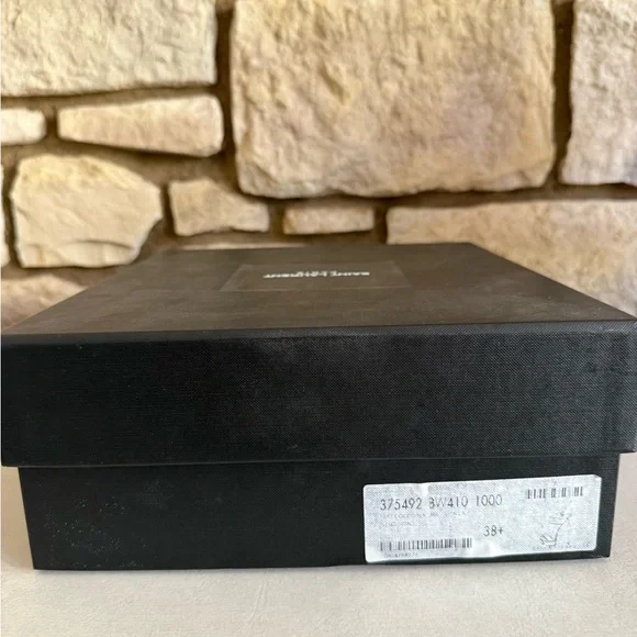 Black Croc-Embossed Leather Women's Sandals - Picture 11 of 12